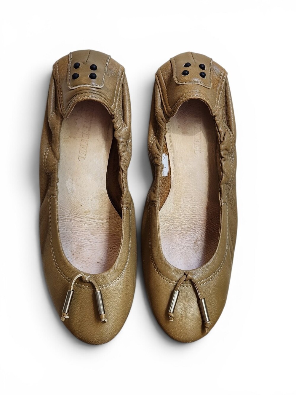 Laurent Effel Tan Leather Ballet Flats with Tassel Size EU 37  US 6.5 - 7